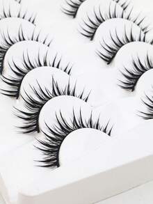 7 Pairs Spiky Manga Eyelashes False Eyelashes -Natural Wispy Lashes With Dramatic Comic Design, Lightweight, Anime -Inspired - Bright Eye Makeup Effect Daily Wear - Comic wet eyelashes - View 8
