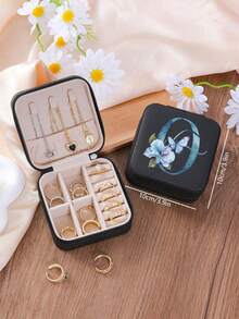 1pc Letter Jewelry Box, Leather Jewelry Travel Storage Case, Christmas Gift For Mom, Bridesmaid Personalized Gift, Valentine's Day Gift, Gift For Her, Bridesmaid Gift - Multicolor - View 18