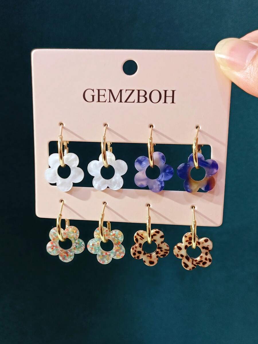 4 pares de pendientes con colgante de borlas multicolor de moda y lindos, adecuados para mujeres