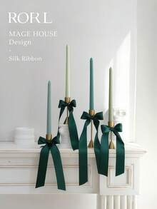 4pcs 10-Inch/25cm Paper Wrapped Taper Candles With Gradient Iridescent Green Color, Romantic Wedding & Party Dinner Decor, Smokeless Long Burning Dripless Candles With Long Stems, Gift Packaging,Room Decor,Gifts Home Decor Christmas Decorations Room Decor Christmas, Christmas Gifts - Multicolor - View 2