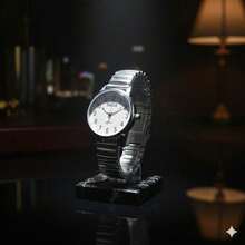 Women's Quartz Wristwatch With Elastic Strap, Analog, Fashion Blogger Style - 銀色 - 查看 3