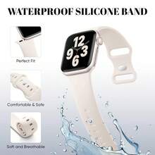 Soft Silicone Sport Band Compatible For Watch Bands Women Men, Waterproof  Strap Fits 38mm 40mm 41mm 42mm 44mm 45mm 46mm 49mm Watch Ultra 3/2/1 And Series 11/10/9/8/7/6/5/4/3/SE,42mm(Series321)/44mm/45mm/46mm/49mm,Starlight - 星光 - 查看 3