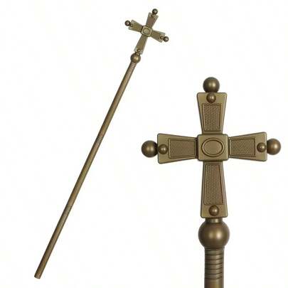 Justerbar påvekrosier - guldfärgad plastrekvisita i gatustil, elegant korsdesign, lätt att använda, lämplig för Halloween, jul, karnevalskostymer, temaevenemang (handtvättbar, lämplig för Halloweenkostymer, högtidsaccessoarer)