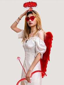 1 Set Cupid Bow And Arrow Set, Red And Pink Valentine's Day Party Decorations, Valentine's Day Special Event Costume Accessories, With Heart Pattern, Romantic Atmosphere Party Decorations, Suitable For Wedding, Valentine's Day Decoration, Valentine's Day Party - Multicolor - View 5