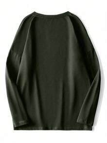 GRDR Men's Casual Crew Neck Long Sleeve T-Shirt, Suitable For Leisure, Sports, And Commuting - Army Green - View 3