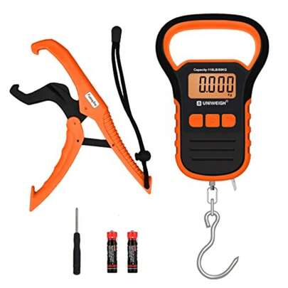 Digital Fish Scale Luggage Scale With Fish Lip Gripper Backlight LCD Display 110lb/50kg Electronic Balance Digital Fishing Postal Hanging Hook Luggage Scale 2 AAA Batteries Included