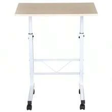 HOMCOM Side Table, Height Adjustable, Mobile Coffee Table With Casters And Brakes, C-Shaped Table Made Of Particleboard And Steel, Multi-Purpose Use