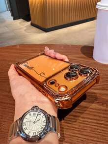 1pc Customized Signature Electroplated Anti-Drop Phone Case Compatible With IPhone 16/16 Pro/16 Plus/16 Pro Max/11/11 Pro/11 Pro Max/12/12 Pro/12 Pro Max/13/13 Pro/13 Pro Max/14/14 Plus/14 Pro/14 Pro Max/15/15 Plus/15 Pro/15 Pro Max/16e/17 Pro Max/17 Air/17 And Other Models - Orange - View 6