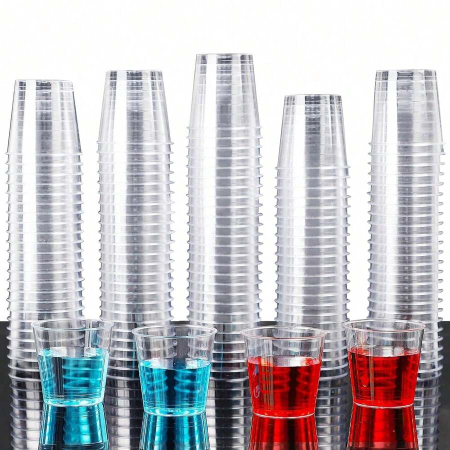 10/25/50/100-Piece Set Of Transparent 1 Oz Champagne Glasses, Wine Glasses, Cocktail Glasses, Wedding Toast Cups, Reusable Wine Glasses, Perfect For Large Events Like New Year's, Christmas, Parties, Weddings, Birthdays, Valentine's Day, And Back-To-School Season.