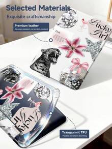 Leopard Light Ball Lily Pattern Tablet Case Compatible With IPad Air 11-Inch M3 2025 / M2 2024, IPad Air 5th Generation 2022 , IPad (A16) 11 Inch 11th Generation 2025,Compatible With Samsung Galaxy Tab,Kindle Paperwhite 12th Gen 2024, Clear Back ,Fashion Pattern Protective Case,Autlueomatic Sleep And Wake-Up Function, Airbag Protection, Suitable For Gifts And Office Use - Multicolor - View 10