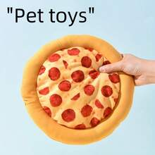 Juguetes de peluche con sonido para perros en forma de pizza/camarón/donut - Para perros pequeños, accesorios interactivos de juego para mascotas - Multicolor - Ver 5