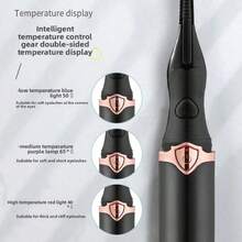 Rechargeable Electric Eyelash Curler - Heated Styling, Long-Lasting Curl, Gentle On Lashes3 Heating Modes And Intelligent Temperature Control For Natural Curling For 24 Hours Continuously - Máy uốn mi điện [Starry Black] - Xem 2
