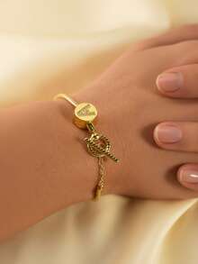 MECYLIFE 1pc Personalized Letter Charm Snake Chain Bracelet, Elegant Minimalist Everyday Jewelry For Women