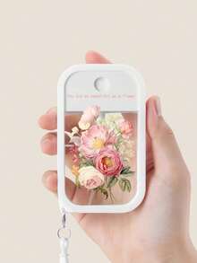 1pc Portable Mirror, Foldable, Simple And Mini Makeup Mirror, Desktop 50ml Apple Card Spray Bottle Perfume Alcohol Divided Bottle Water Portable Travel Divided Card Spray Bottle With Silicone Sleeve Shockproof And Aesthetically Appealing