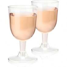Set Of 18 Clear Plastic Cups, 6 Oz Wine Glasses Ideal For Family Gatherings, Engagement Parties, And Thanksgiving Celebrations - 白色 - 查看 6