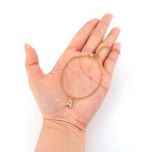 1pc Classic Simple Initial Pendant Golden Stainless Steel Chain Bracelets For Women - Yellow Gold - View 3