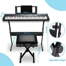 61-Key Keyboard Piano Kit With Stand & Stool, Digital Keyboard E Piano With 300 Sounds, For Beginners, Children's Keyboard, 3-Level Learning Mode, LCD Display, Music Stand
