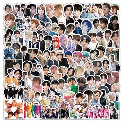 103 piezas Pegatinas B-T/S, Mercancía de fans de K-pop, Pegatinas de dibujos animados y anime, Pegatinas decorativas para portátil/teléfono/equipaje/taza, Pegatinas DIY para scrapbooking, Decoraciones exquisitas, Regalo de cumpleaños