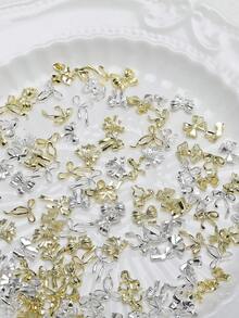 120件装金/银蝴蝶结丝带装饰美甲饰品 - 合金金属美甲饰品套装，适用于DIY美甲护理 - 銀色 - 查看 5