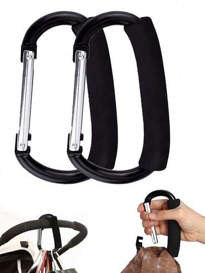 1/2/4pcs Baby Stroller Hooks, Suitable For Hanging Bags And Shopping Bags, Large Baby Stroller Accessories, Multifunctional Baby Stroller Hanging Organizer, Applicable For Travel Car Seat, Large Baby Stroller Clip, Essential Baby Stroller Accessories