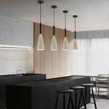 北欧风格单头餐厅吊灯，黑/白/灰三色可选，适用于餐厅、卧室、吧台等场所 - 彩色 - 查看 9