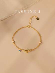 1pc S925 Sterling Silver Lamp Bracelet, Gold-Plated, Inlaid With Cubic Zirconia, Multi-Layered, Simple, Unique, And Versatile Jewelry, Sterling Silver Women's Bracelet, Suitable For Everyday Wear, A Perfect Gift For Her. - Multicolor - View 2