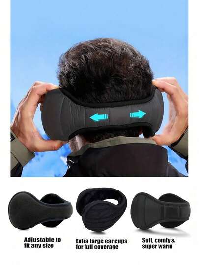 Unisex Winter Ear Muffs For Men & Women - Extreme Cold Weather Adjustable & Foldable Behind-The-Head Ear Warmers, Windproof Thermal Fleece Earmuffs For Outdoor Skiing, Running, Riding, Camping & Commuting -40°C/-40°F, Bohemian Style Minimalist Design, Comfortable Fit Ear Covers, Ideal Gift & Skiing Essential
