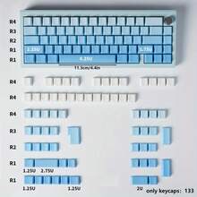 133 Keys Gradient Blue Side-Printed PBT Keycaps Compatible With 104/98/87/75/68/61 Keys DIY Keyboard Customized Keycaps, Perfect Gift For Friends, Customized Keycaps, Mechanical Keyboard Keycaps, PBT Material Keycaps, Personalized Themed Keycap Set, Cherry MX Switch Customized Keycaps, Gaming Keycaps - Only Keycaps - View 6