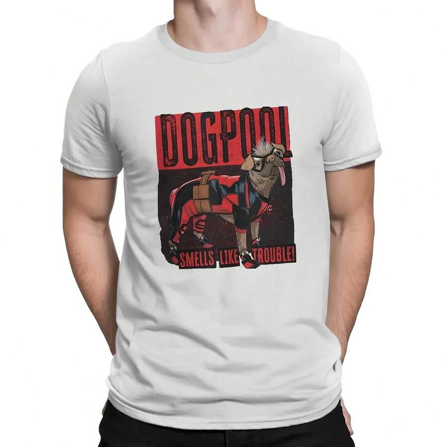 Vintage Dogpool Trouble Logo T-Shirt O Neck T Shirt Deadpool And Wolverine Short Sleeve Tee Shirt - Style 1 - View 1