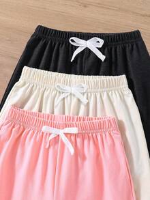 3 件套年轻女孩卡通字母图案短袖 T 恤和短裤休闲夏季服装 - 彩色 - 查看 6