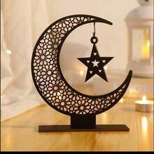 1pc Wooden Hollow Small Star Ramadan Decoration Crafts Ornaments Holiday Atmosphere Arrangement Props For New Year Spring Festival Decor Home Decor Spring Summer Decor, St. Patrick's Day Decor Easter Decor - Multicolor - View 9