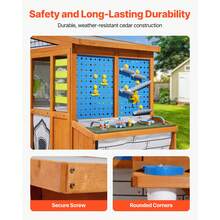 Outdoor Playhouse, Cedar Wooden Kids Playhouse With Bird Nest, Doorbell, Trash Bin, Gravity Wall Set, Storage Pocket, Windowsill, Wooden Kids Cottage For Aged 3 To 10, Rounded Corners - 3-4m³ - 查看 4