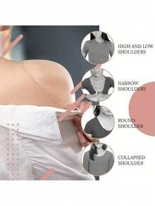 2 件装女士隐形肩垫 - 透气、可重复使用、自粘加固肩垫、隐形肩垫、自粘防滑时尚涤纶肩部支撑，适合男女日常穿着，舒适的纹理设计提供日常舒适感。