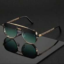 1pc Retro Thick Frame Fashion Fashion Glasses, Punk Style, All Season - Multicolor - View 8