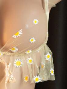 两件套性感蕾丝内衣套装：上衣+内裤，女士内衣睡衣 - 黃色 - 查看 5