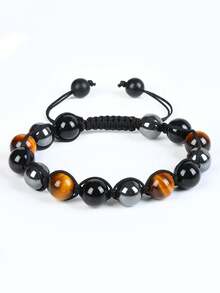 Natural Tiger Eye, Cat Eye, Green Turquoise, Red Vein, Black Obsidian, Green Ghost Beaded Bracelet, Handmade Woven Unisex Bracelet - Bracelet - View 13