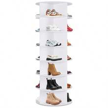 360° Rotating 7-Tiers Organizer Shoe Rack, Fits 24-28 Pairs Of Shoes, Spinning And Revolving Round Shoe Rack, For Entryway Living Room Hallway - White - View 4