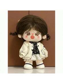 3 件/套 20 厘米娃娃衣服，第 4 秋季系列，可爱甜美毛绒娃娃服装套装（外套 + 上衣 + 小碎花裙），适合作为学校、毕业典礼、派对、生日礼物（不含娃娃） - 彩色 - 查看 3