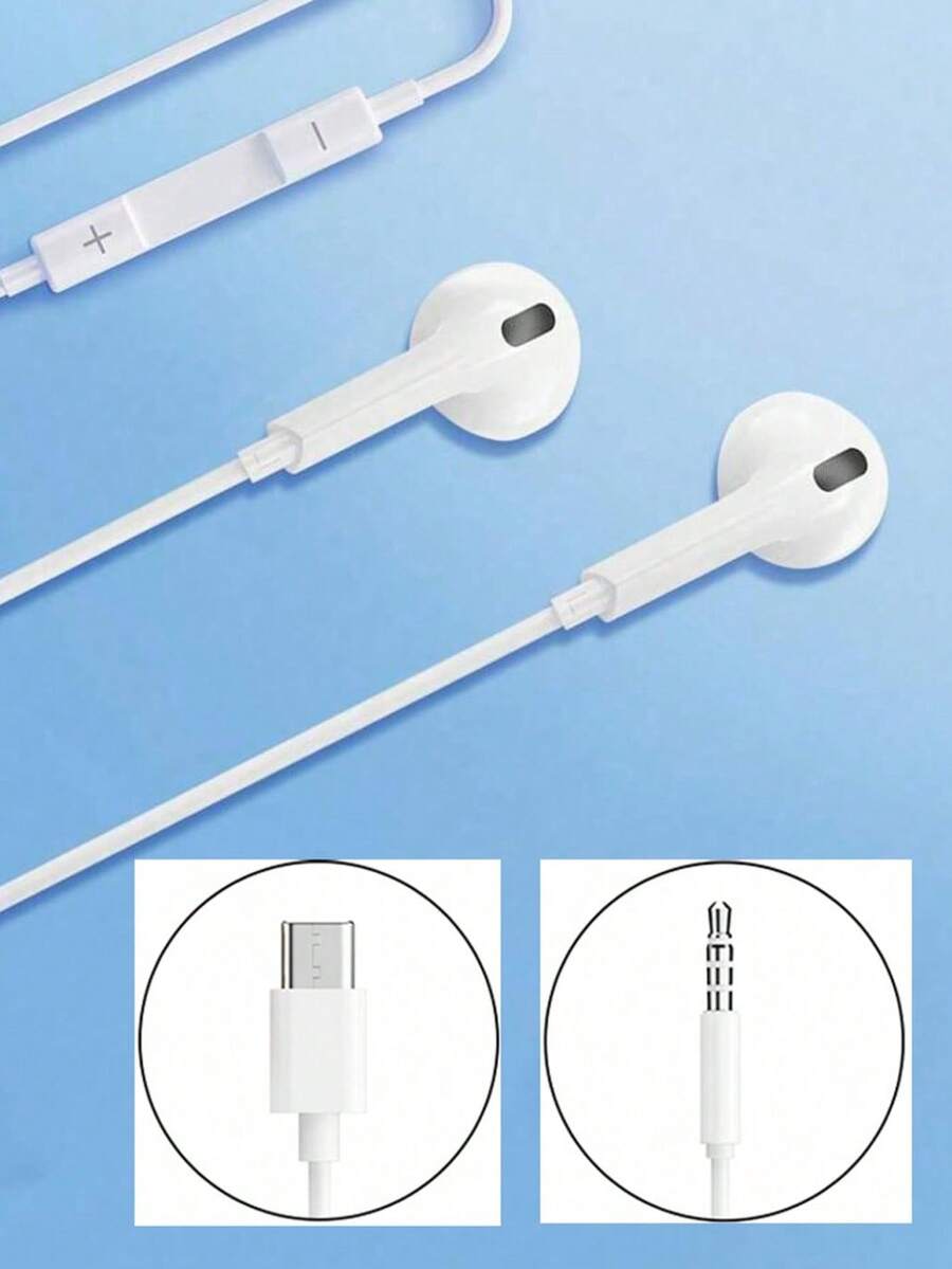 Type-C 有线耳机，3.5mm 圆形插头，USB-C 耳塞，音频耳机，电子通话和音乐低音立体声入耳式耳机，兼容 iPad/PC