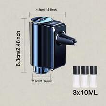 智能车载香薰机 - 三档可调香氛，含3瓶10毫升精油，可持续使用45天，170mAh可充电锂电池，男士香氛，三种模式，出风口夹，空气净化，车载配件