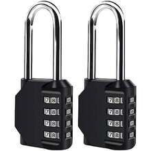 Candados,2 Pack Candado para Locker, Candado de Combinación Reajustable Impermeable de 4 Dígitos para Exteriorespara Taquilla de Gimnasio, Armario,Garaje,Estilo Corto Negro+Plata(Negro Largo) - Multicolor - Ver 1