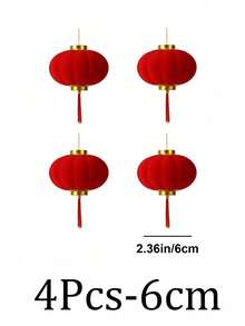 3/4/5厘米迷你红色植绒灯笼 - DIY吉祥挂饰，金色点缀，适用于婚礼、春节庆祝活动、户外装饰、植绒迷你灯笼婚礼装饰、户外悬挂饰品、新年春节装饰、乔迁装饰 - 彩色 - 查看 16