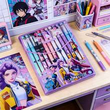 Mattel 12pcs/Set Korean Witch Hunter Cartoon Erasable Gel Pens, Creative Cute Design, Boxed Erasable Ballpoint Pens, Student Stationery Signature Pens, Korean Witch Hunter Squad Gel Pens, Push-Button Gel Pens, Rollerball Pens - Multicolor - View 2