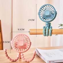 OBOVAY 1pc Portable Stroller Fan, Small Battery Powered Fan With 3 Wind Speeds, Rechargeable Mini Personal Fan, Stroller Accessory, Car Seat Gift, Small Bed Accessory, Bicycle, Treadmill, 500mAh - Multicolor - View 8