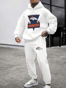 Denve-R Broncos Casual Hoodie Jogging Sweatpants Tracksuit Set, Football Team Men's Tracksuit Set, Men's Game Day Hoodie Set - 彩色 - 查看 1