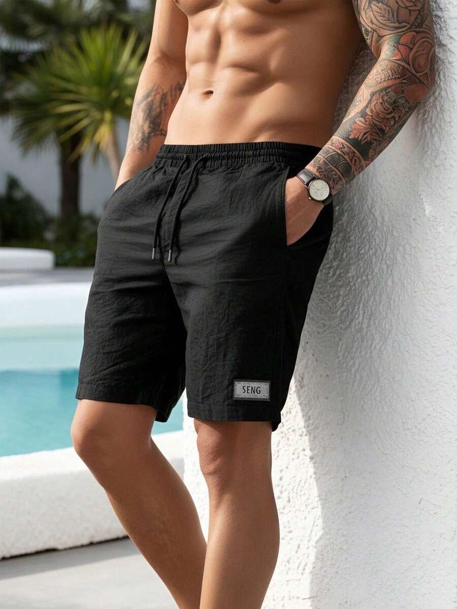 Herren Sommer Lässig Mode Shorts, Paar Passende Outdoor Sport Schnell Trocknend Atmungsaktiv Bermuda Shorts - Schwarz - Übersicht 1