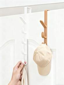 2pcs Wall Mounted Hanger Rack, No Drilling Required, Plastic Hanging Storage Organizer, Space Saving, Suitable For Clothes, Bags, Coats, Hats, Applicable For Bathroom, Bedroom And More - Multicolor - View 5