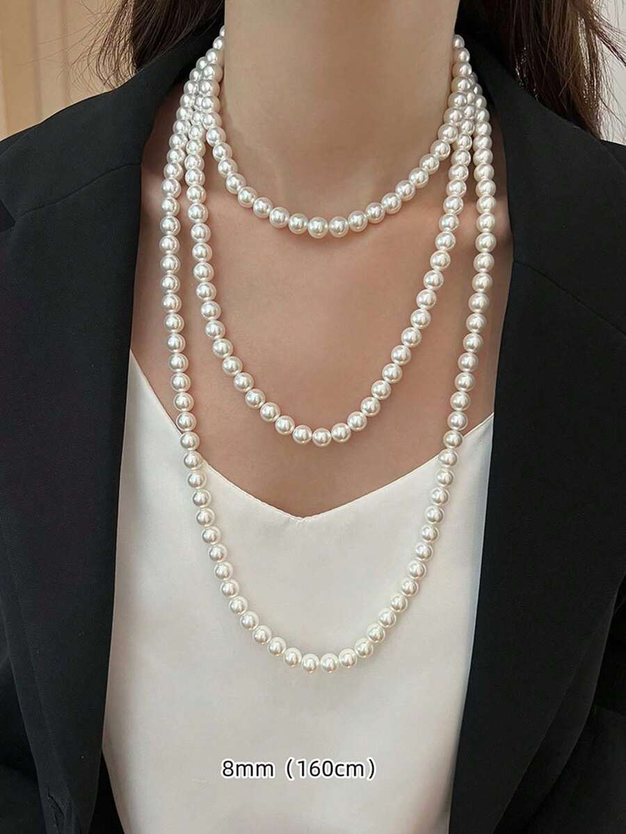 1pc Pearl Necklace (Slight Variation In Pearl Count And Size Is Normal)