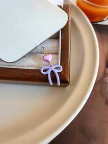 蝴蝶结心形手机挂饰 - 防尘塞手机配件，多种甜美颜色可选 - 彩色 - 查看 5