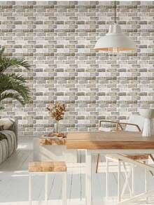 20片3D PVC仿砖自粘墙板，防水瓷砖墙贴，适用于浴室、厨房防溅板，易于清洁，小砖墙砖，适用于室内墙面、房车、出租房DIY装饰 - 彩色 - 查看 6